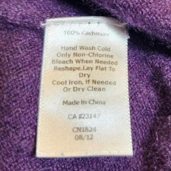 Talbots $199 0X Petite 100% Cashmere Purple Heather Rich Amethyst Audrey Sweater - Picture 6 of 7